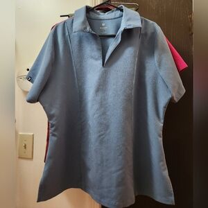 Jaanuu Carys Storm Blue Scrub Top With Polo Collar